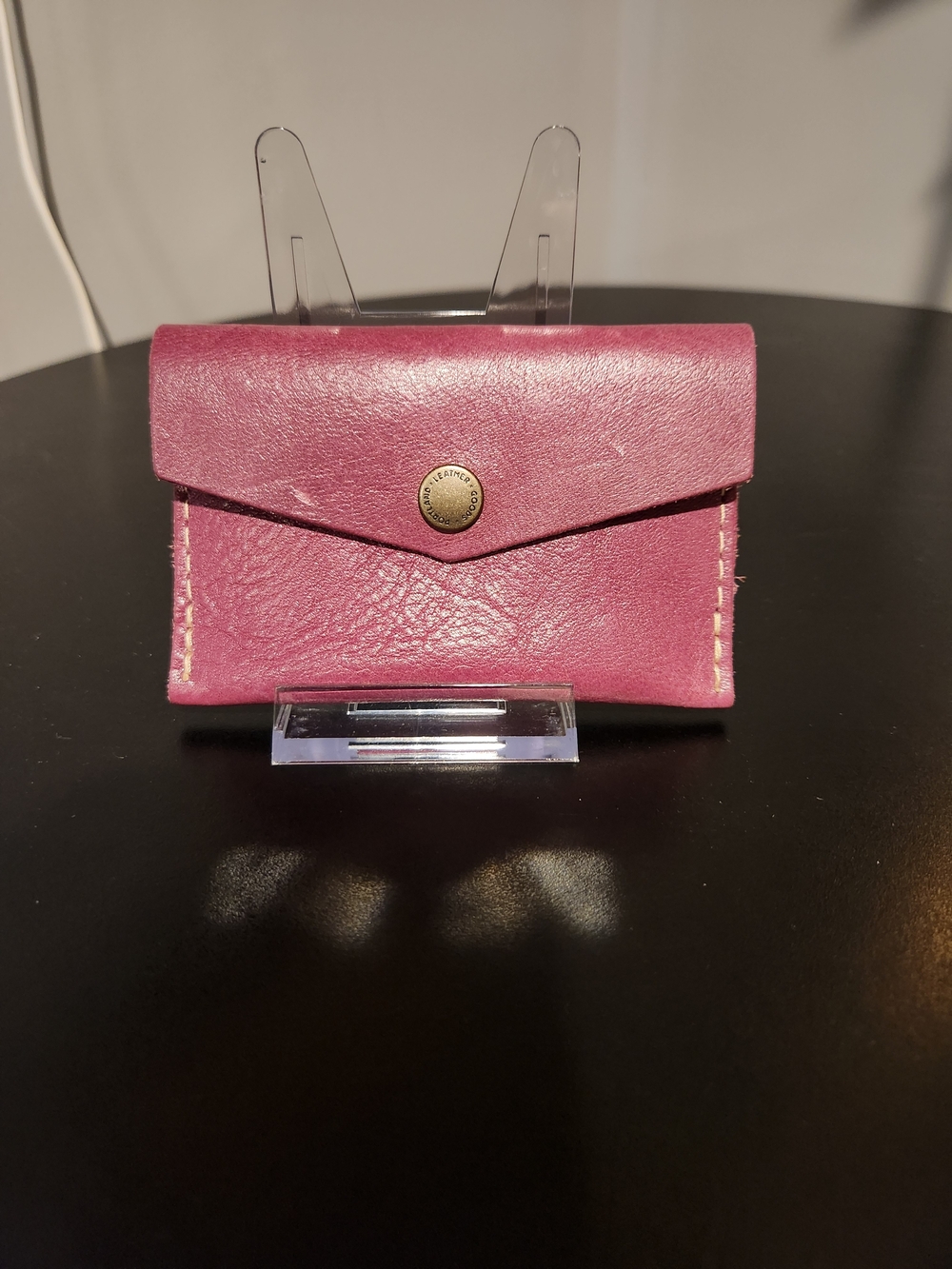 Portland Leather Mini Envelope Card Wallet with Brass Snap